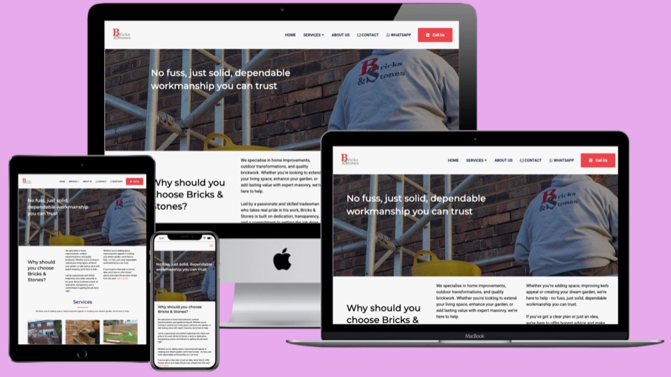 Website designed for Bricks & Stones Ltd, a construction and landscaping company